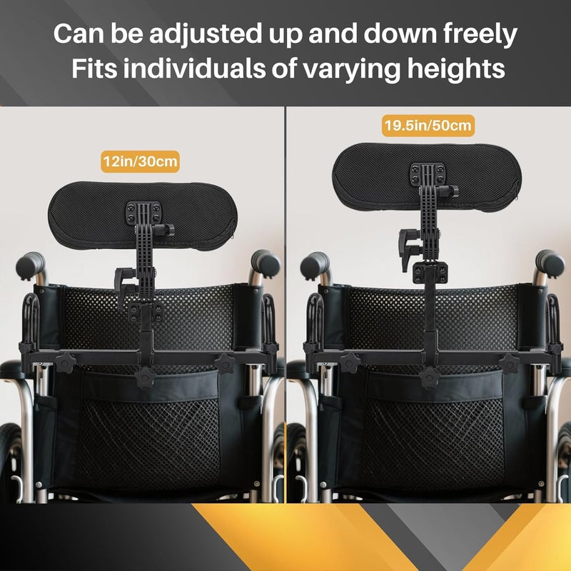 CHENNTAI Adjustable Wheelchair Headrest Backrest, 25mm Universal Wheelchair Headrest Neck Support Fits Teens and Young Adults Universal Wheelchair Accessories (Black) - Image 3